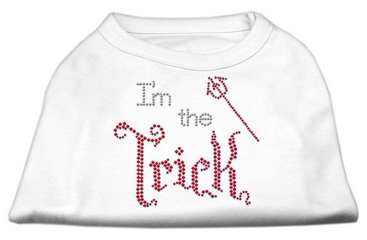 I'm the Trick Rhinestone Dog Shirt White Lg